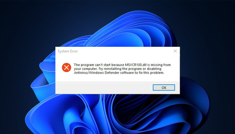 دليل إصلاح خطأ Msvcr100.dll