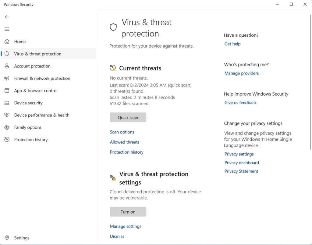 فحص الفيروسات عبر windows security