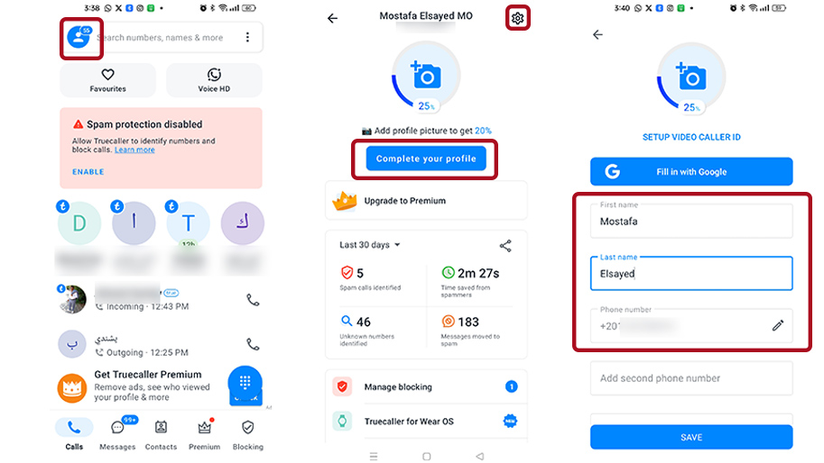 خطوات تغيير اسمك في تروكولر