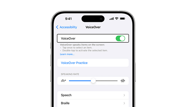 خاصية VoiceOver في iOS