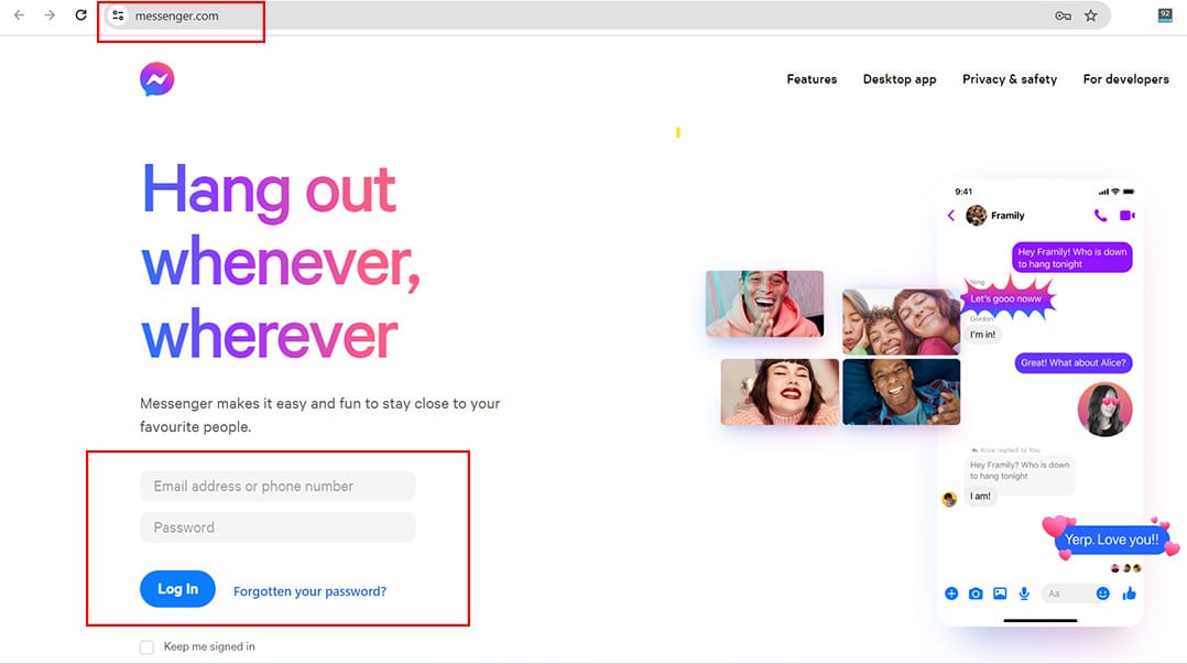 فيسبوك ماسنجر ويب