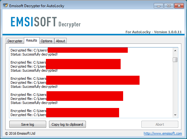 برنامج Emsisoft Decrypter for AutoLocky