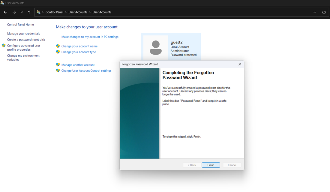 قرص استعادة كلمة المرور ويندوز