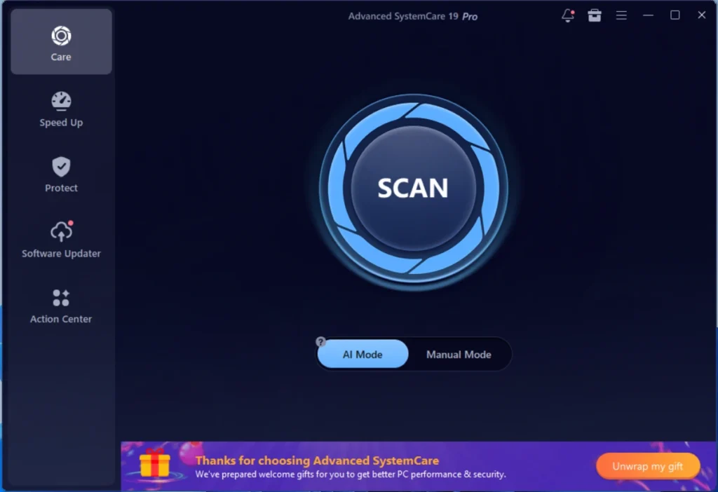برنامج IObit Advanced SystemCare PRO 19 مع ميزة الذكاء الاصطناعي