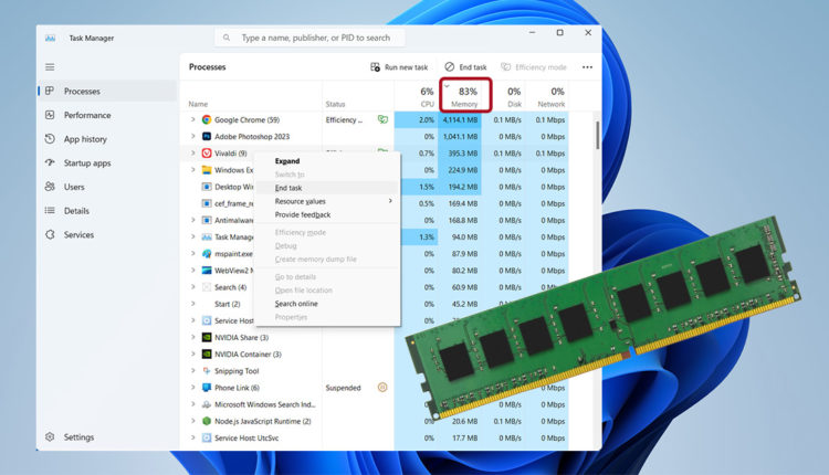 تحرير وتسريع الرام على ويندوز