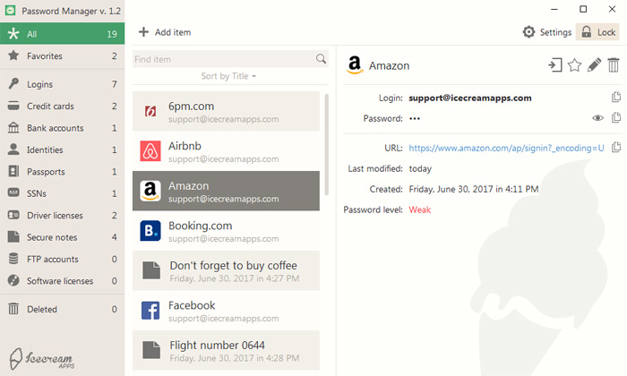 برنامج ادارة كلمات السر Icecream password manager
