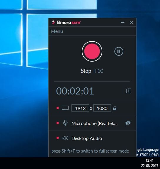 تصوير شاشة الكمبيوتر Filmora Scrn Recorder