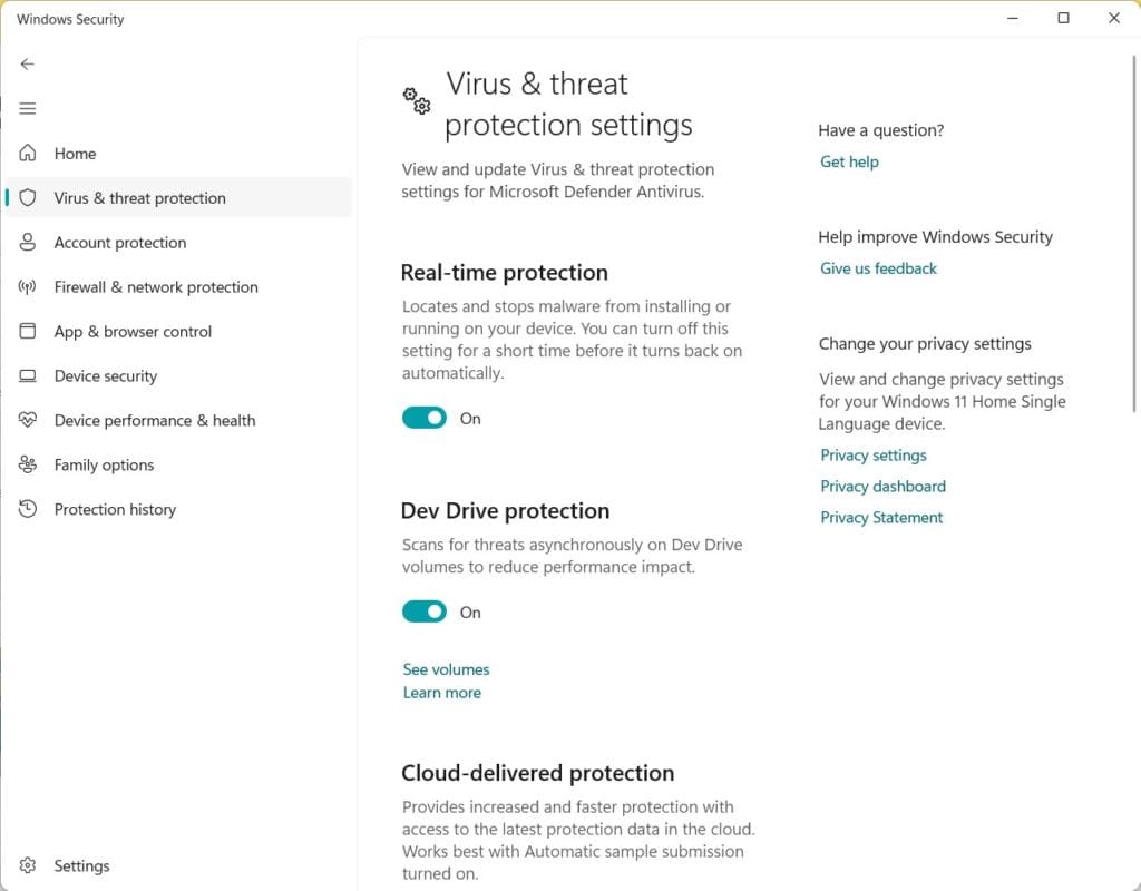 اعداد الحماية windows security virus protection