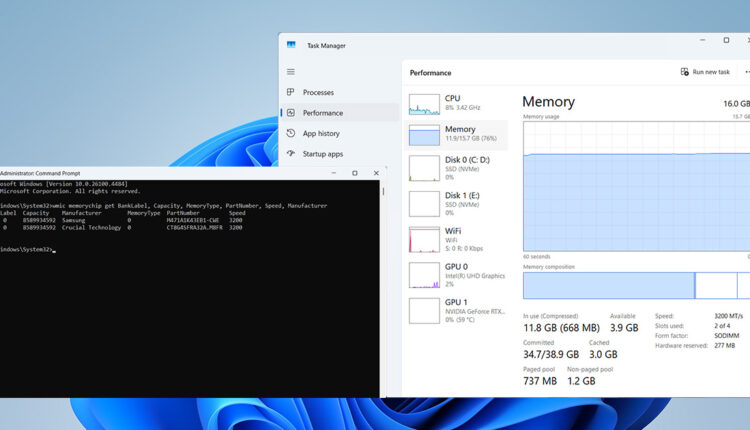 معرفة معلومات عن الرام RAM في الكمبيوتر