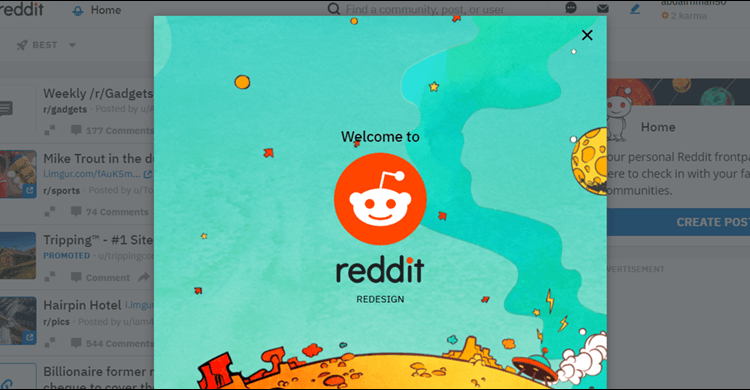 التصميم الجديد لموقع Reddit