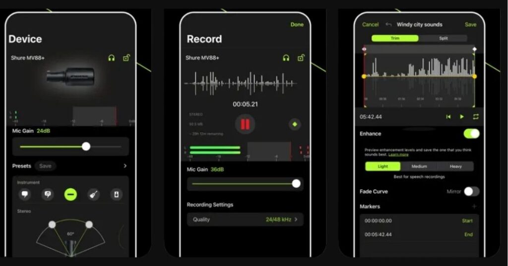 تطبيق MOTIV Audio لتسجيل الصوت (من Shure)