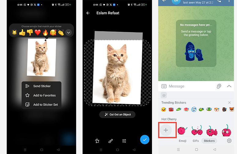 اضافة ملصقات متحركة إلى تيليجرام