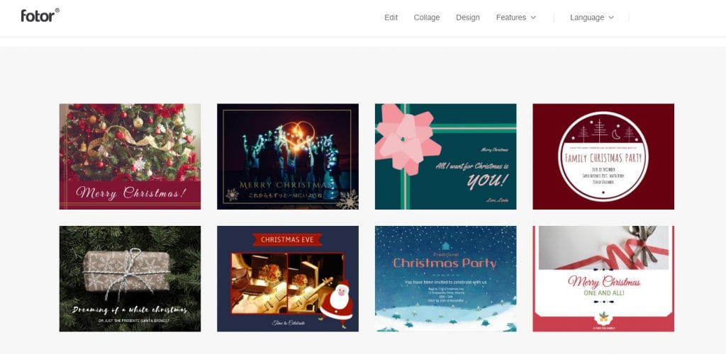 موقع fotor christmas cards قوالب تصميم جاهزة