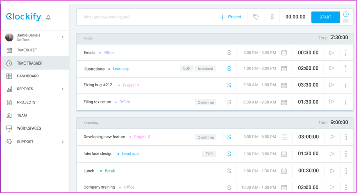 تطبيق Clockify لتنظيم وادارة الوقت