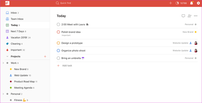 تطبيق Todoist لإدارة المهام والوقت