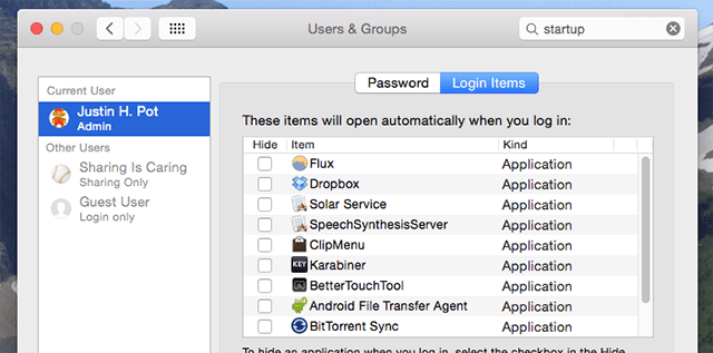 تسريع الماك بوك بطيئ بالغاء برامج البداية
