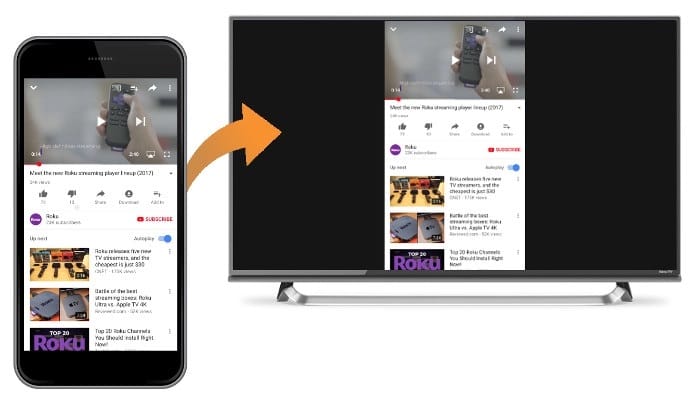 عرض شاشة الجوال للتلفاز Roku
