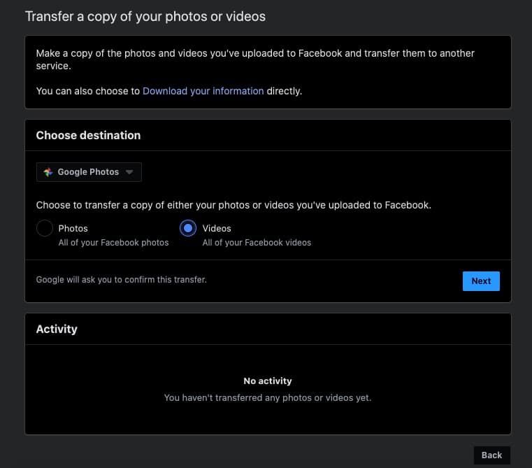 نقل صور فيسبوك الى google photos