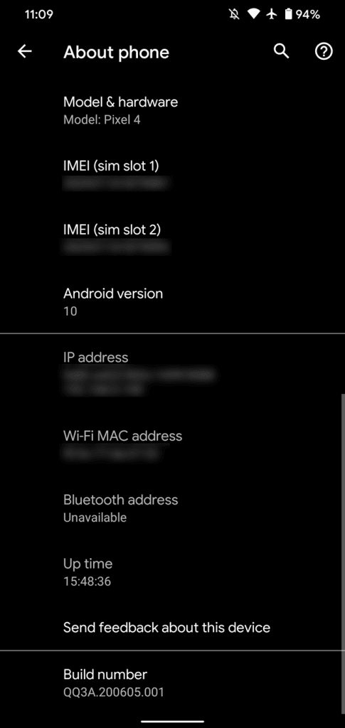 الضغط لتشغيل خيارات المطور