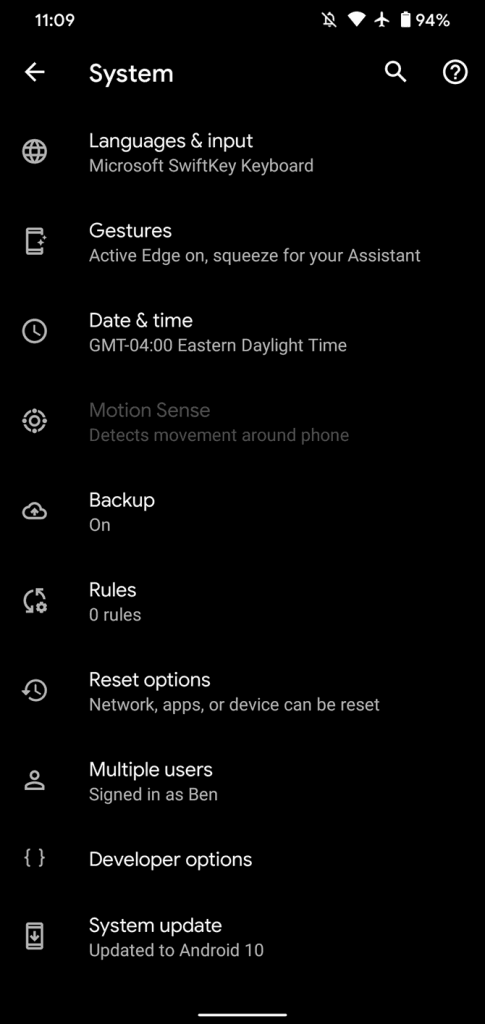 تشغيل developer option 
