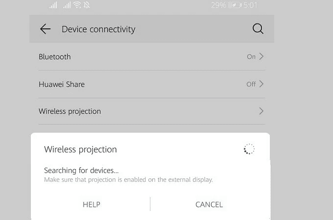 خاصية بث الشاشة wireless projection