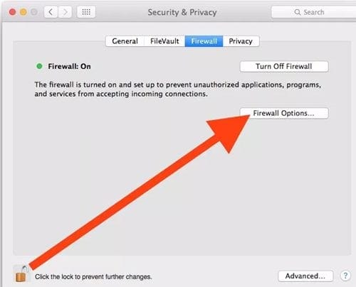 جدار الحماية ماك osx