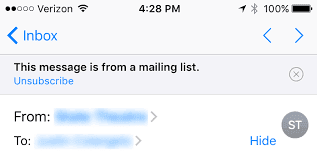 الغاء الاشتراك في تطبيق بريد iOS من Apple