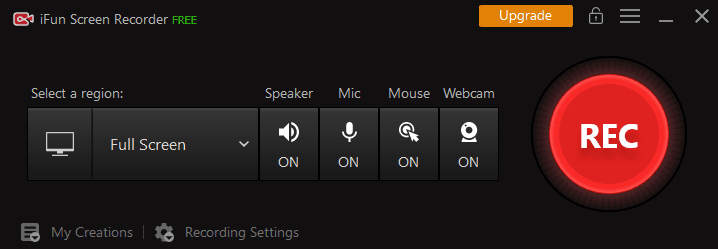 واجهة برنامج iFun Screen Recorder لتصوير شاشة الكمبيوتر فيديو