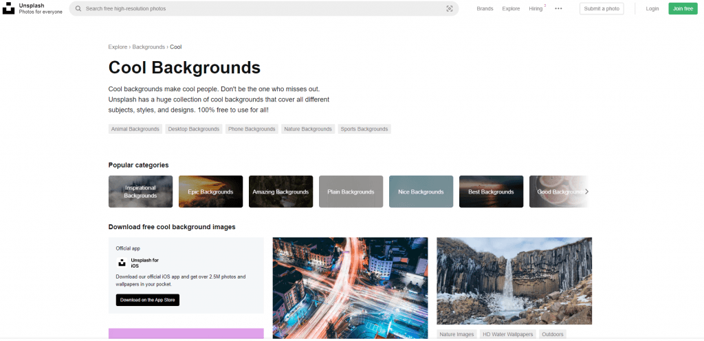 موقع Unsplash خلفيات البوربوينت