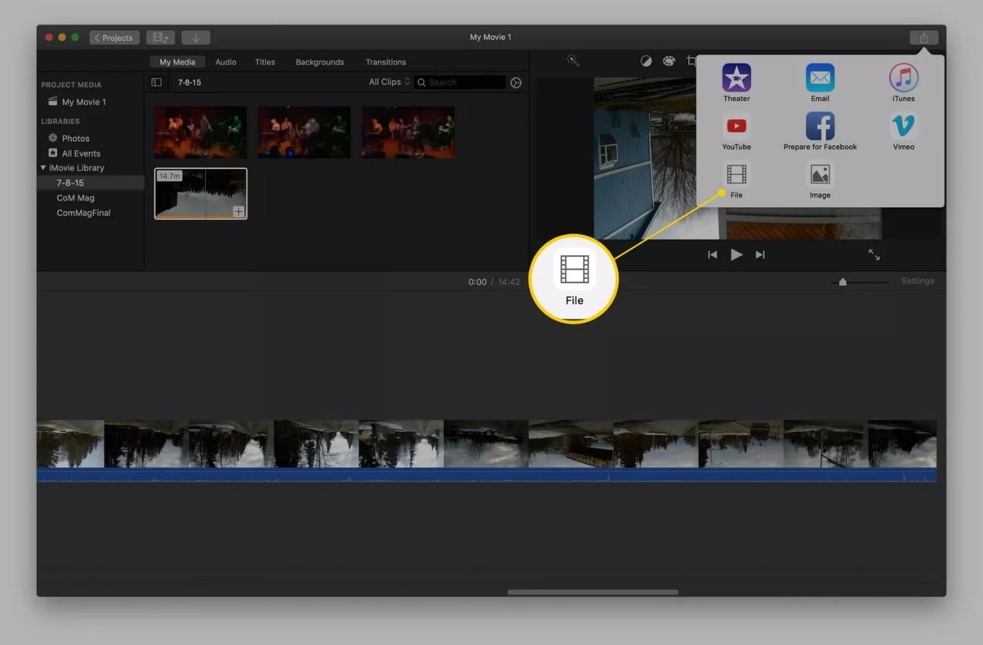 ضغط فيديو في جهاز ابل iMovie