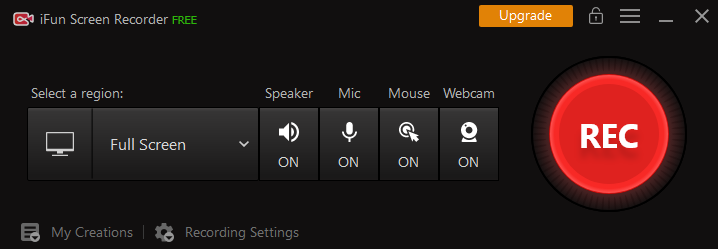 واجهة برنامج iFun Screen Recorder لتصوير شاشة الكمبيوتر فيديو
