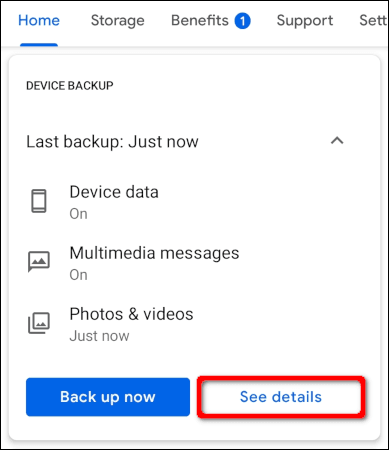 الباك اب في Google One