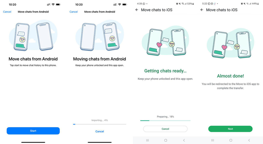 نقل بيانات واتساب من اندرويد للايفون