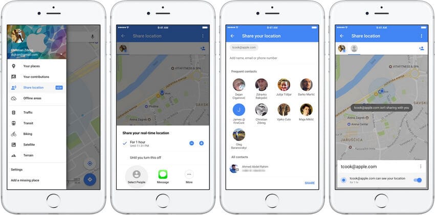 location Sharing google maps
