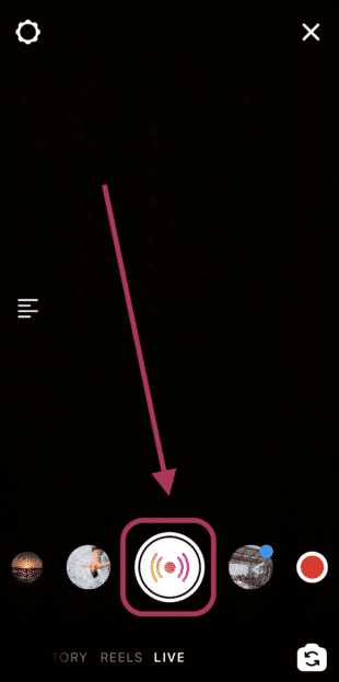 زر البث المباشر في انستقرام