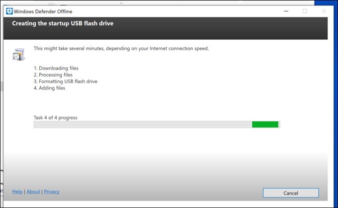 تثبيت برنامج Windows Defender على USB