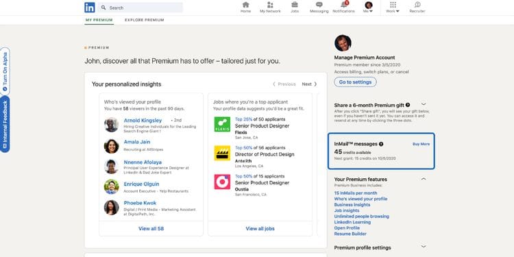 بريد لينكدين LinkedIn InMail