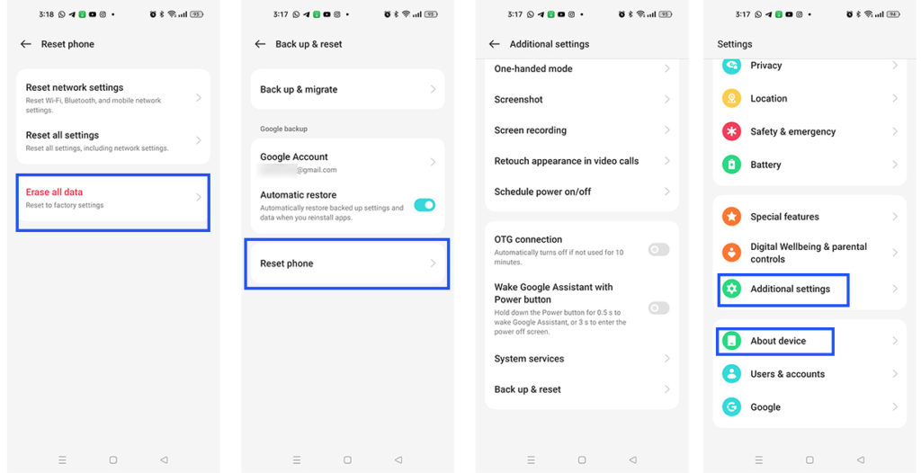خطوات إعادة ضبط المصنع للاندرويد