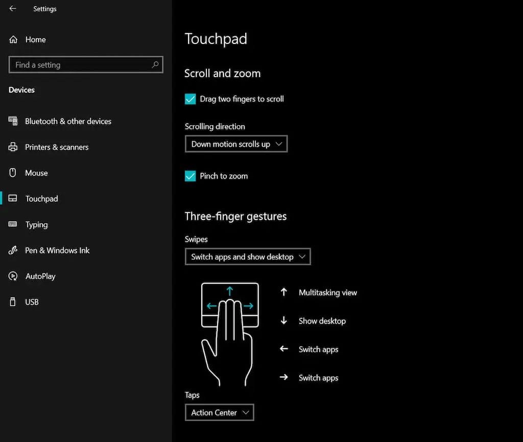 إعدادات لوحة اللمس تاتش باد 