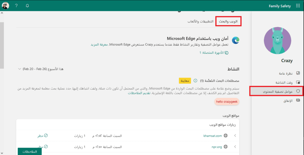 عوامل تصفية المحتوى