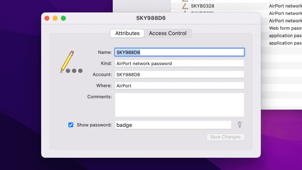 طيفية مشاركة باسورد الواي فاي بنظام التشغيل ماك