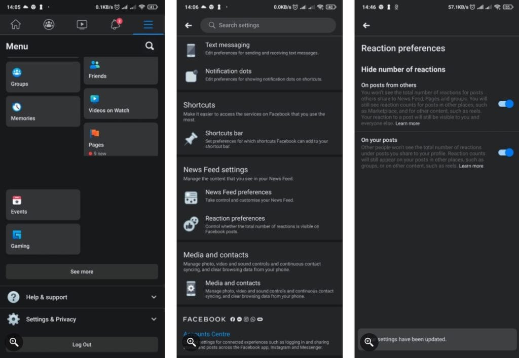 كيفية اخفاء اللايك من فيسبوك الجوال