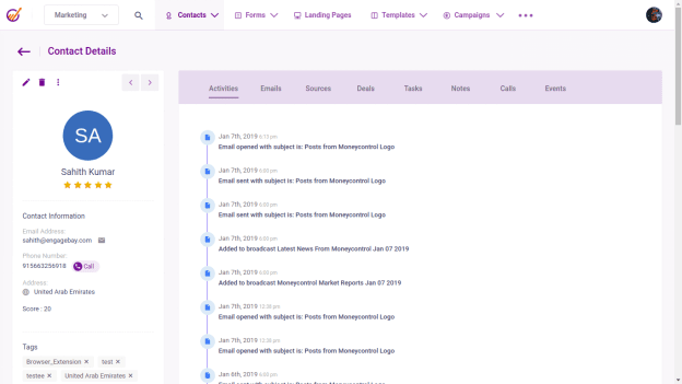 EngageBay contact manager