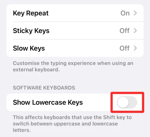 تعطيل خاصية الأحرف الصغيرة