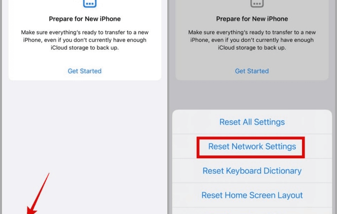تعيين إعدادات الشبكة ios