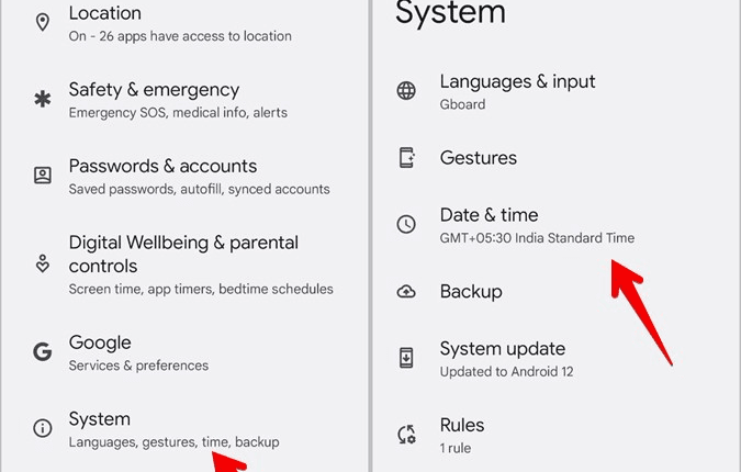 ضبط وقت الجهاز 