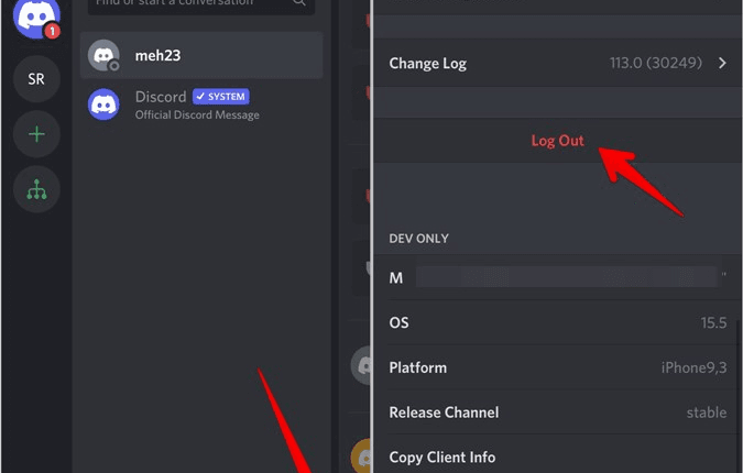 تسجيل الخروج من حساب ديسكورد