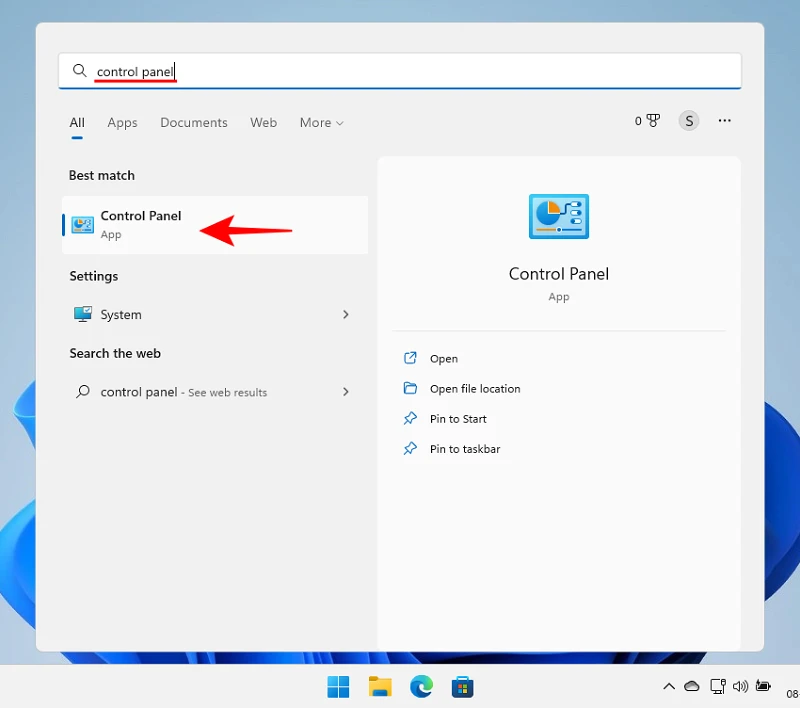 لوحة تحكم ويندوز 11
