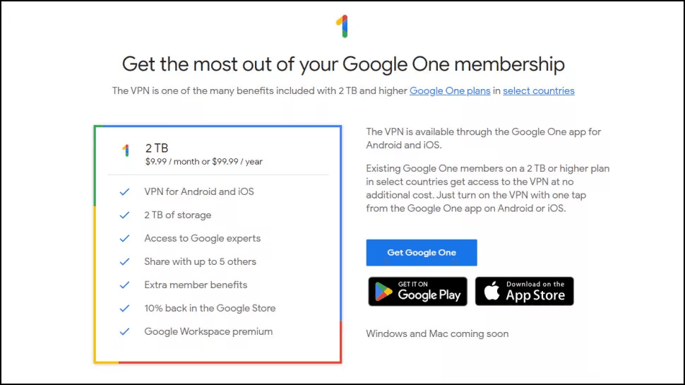 خطة Google One Premium
