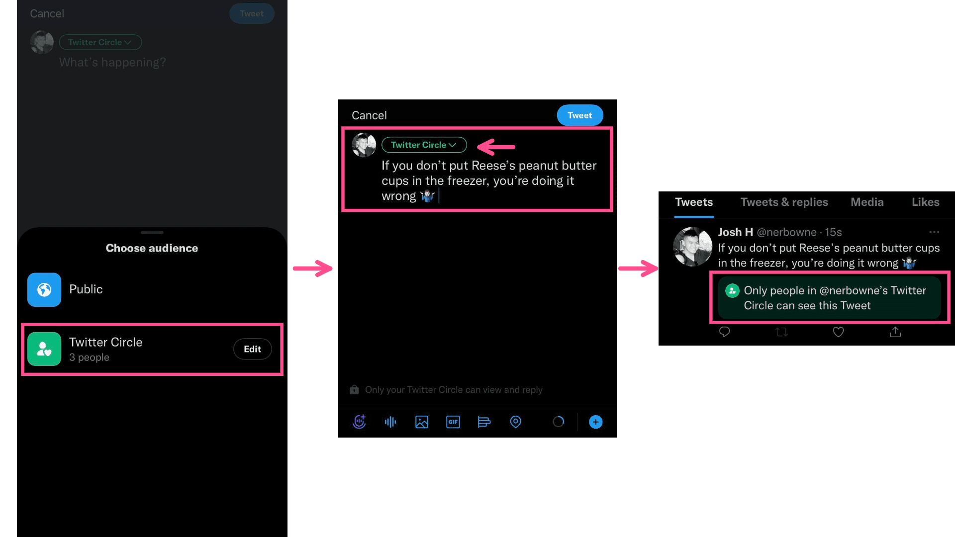 التغريد الى دائرة تويتر للأصدقاء